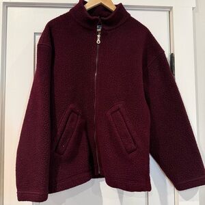 Lands' End Maroon Fleece Jacket